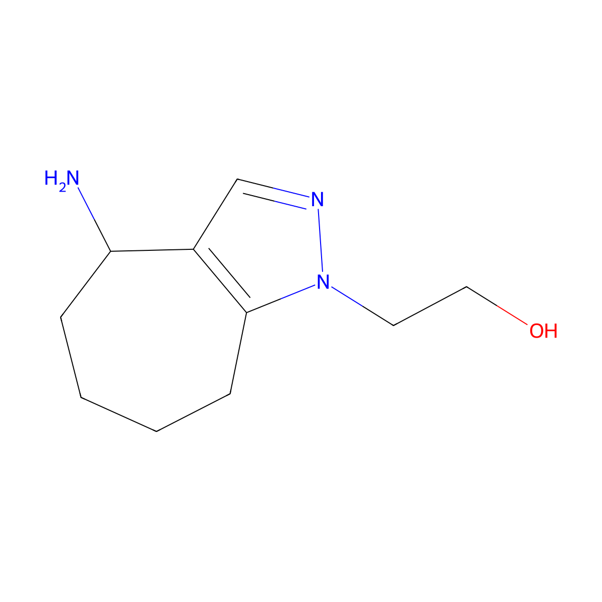 2-{4-amino-1H,4H,5H,6H,7H,8H-cyclohepta[c]pyrazol-1-yl}ethan-1-ol molecular structure, CAS 1700038-01-2