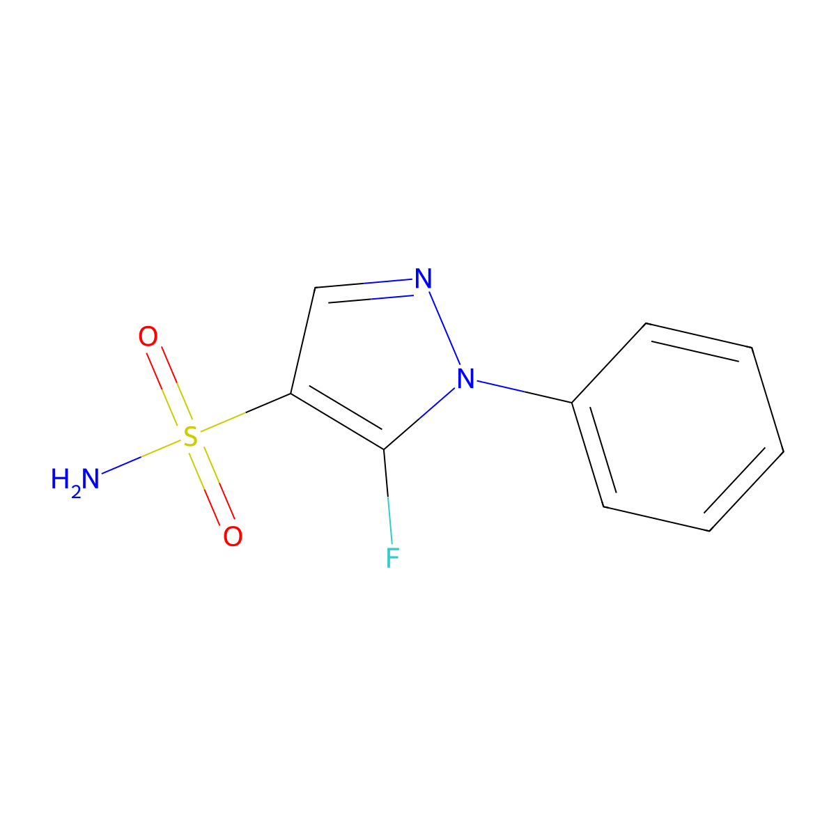 5-fluoro-1-phenyl-1H-pyrazole-4-sulfonamide molecular structure, CAS 1700040-09-0