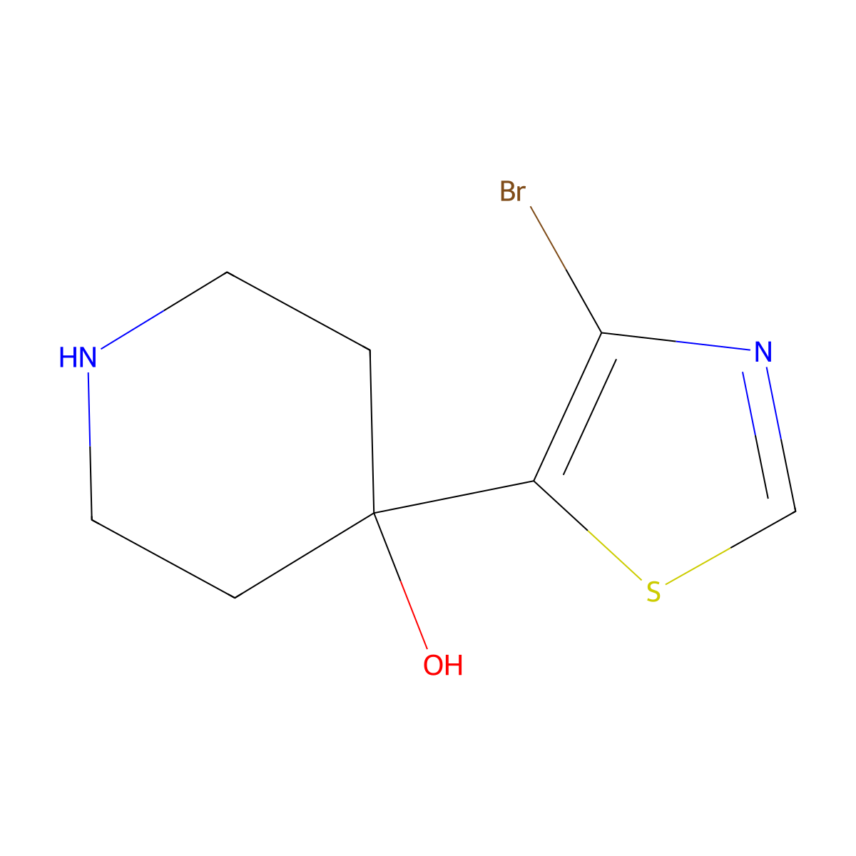 4-(4-Bromo-1,3-thiazol-5-yl)piperidin-4-ol molecular structure, CAS 1700068-31-0