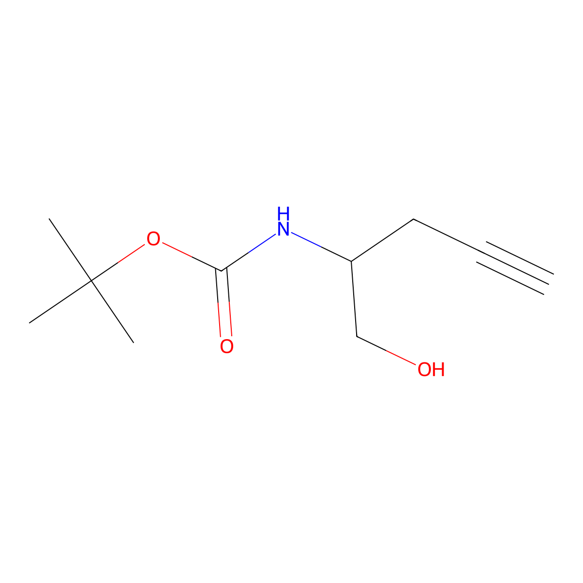 tert-butyl N-(1-hydroxypent-4-yn-2-yl)carbamate molecular structure, CAS 1700076-42-1