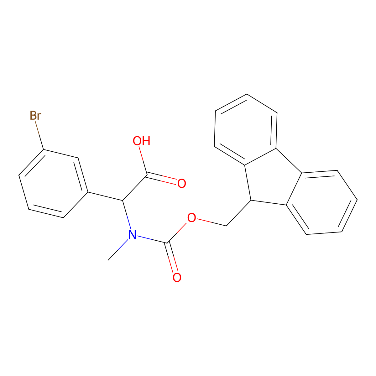 2-(3-bromophenyl)-2-({[(9H-fluoren-9-yl)methoxy]carbonyl}(methyl)amino)acetic acid molecular structure, CAS 1700076-81-8