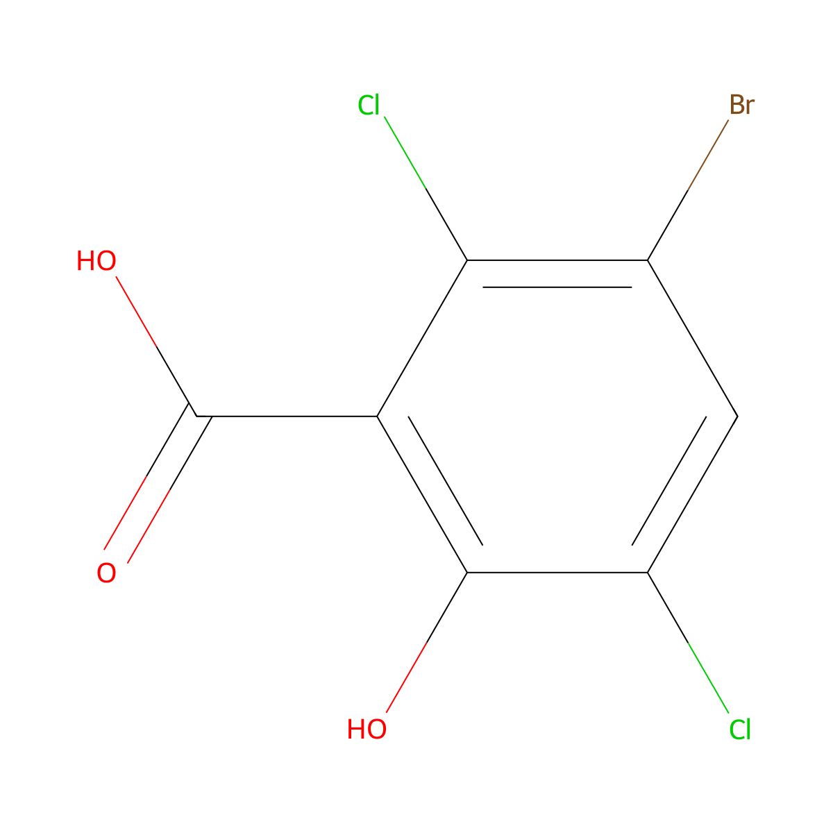 3-Bromo-2,5-dichloro-6-hydroxybenzoic acid molecular structure, CAS 1700077-54-8