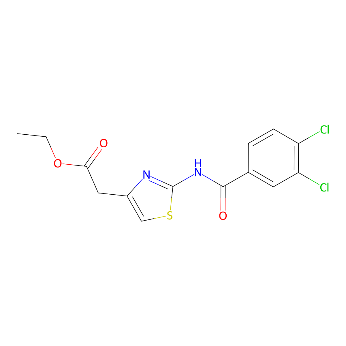 Ethyl 2-[2-[(3,4-dichlorobenzoyl)amino]-1,3-thiazol-4-yl]acetate molecular structure, CAS 170008-93-2