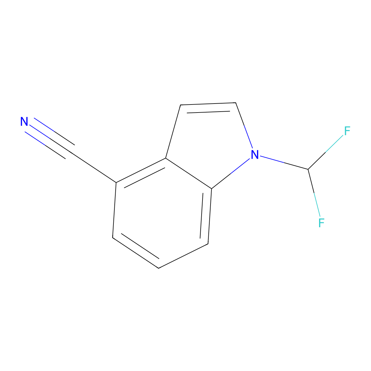 1-(difluoromethyl)-1H-indole-4-carbonitrile molecular structure, CAS 1700081-44-2