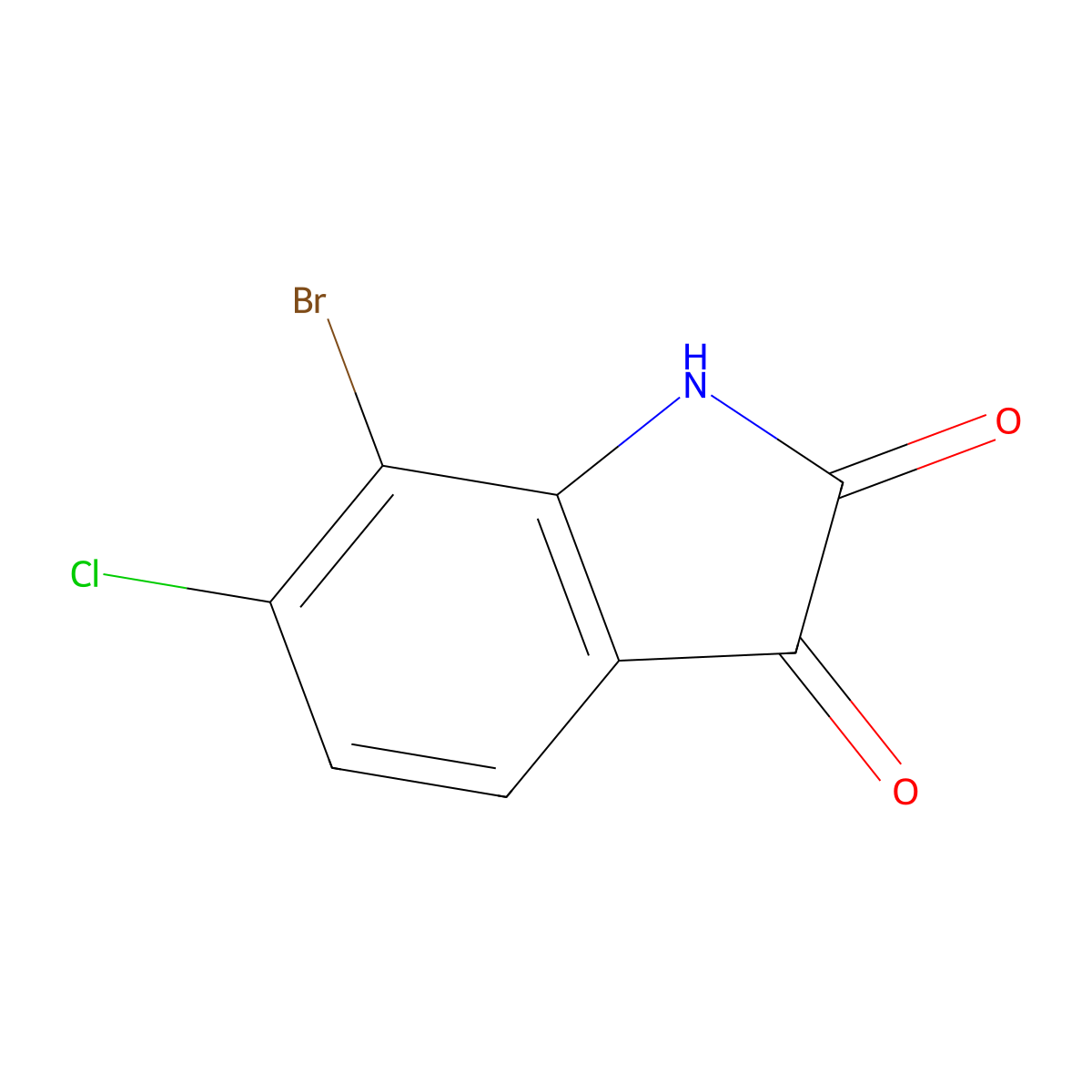 7-bromo-6-chloro-2,3-dihydro-1H-indole-2,3-dione molecular structure, CAS 1700096-22-5