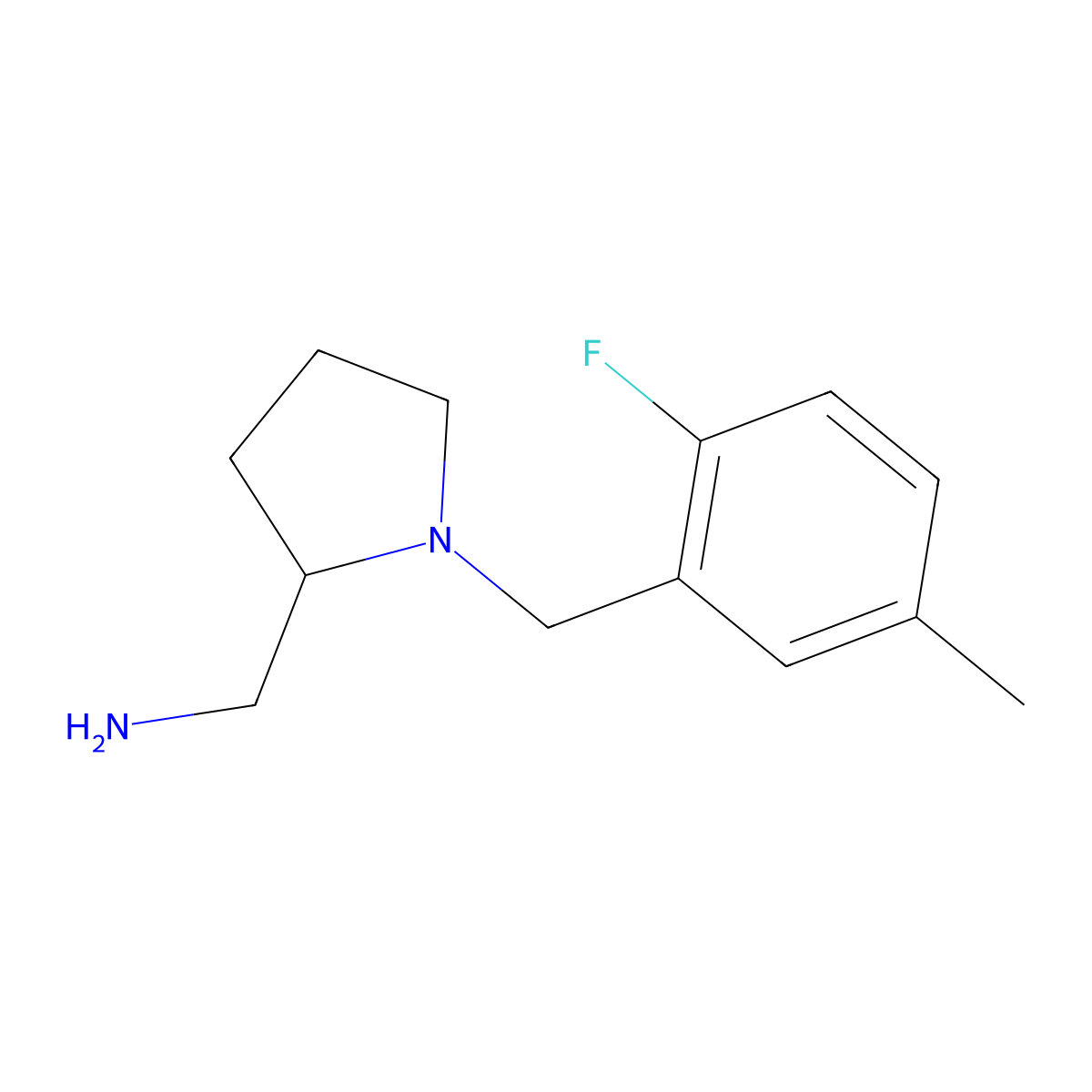 1-{1-[(2-Fluoro-5-methylphenyl)methyl]pyrrolidin-2-yl}methanamine molecular structure, CAS 1700128-96-6