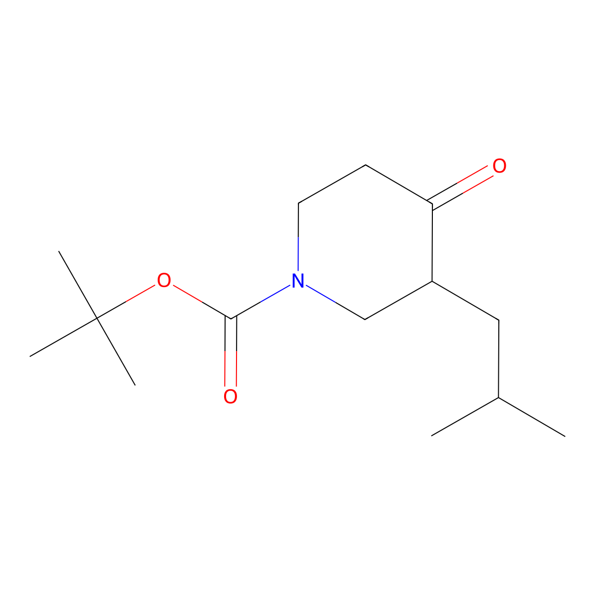 Tert-butyl 3-(2-methylpropyl)-4-oxopiperidine-1-carboxylate molecular structure, CAS 1700136-35-1