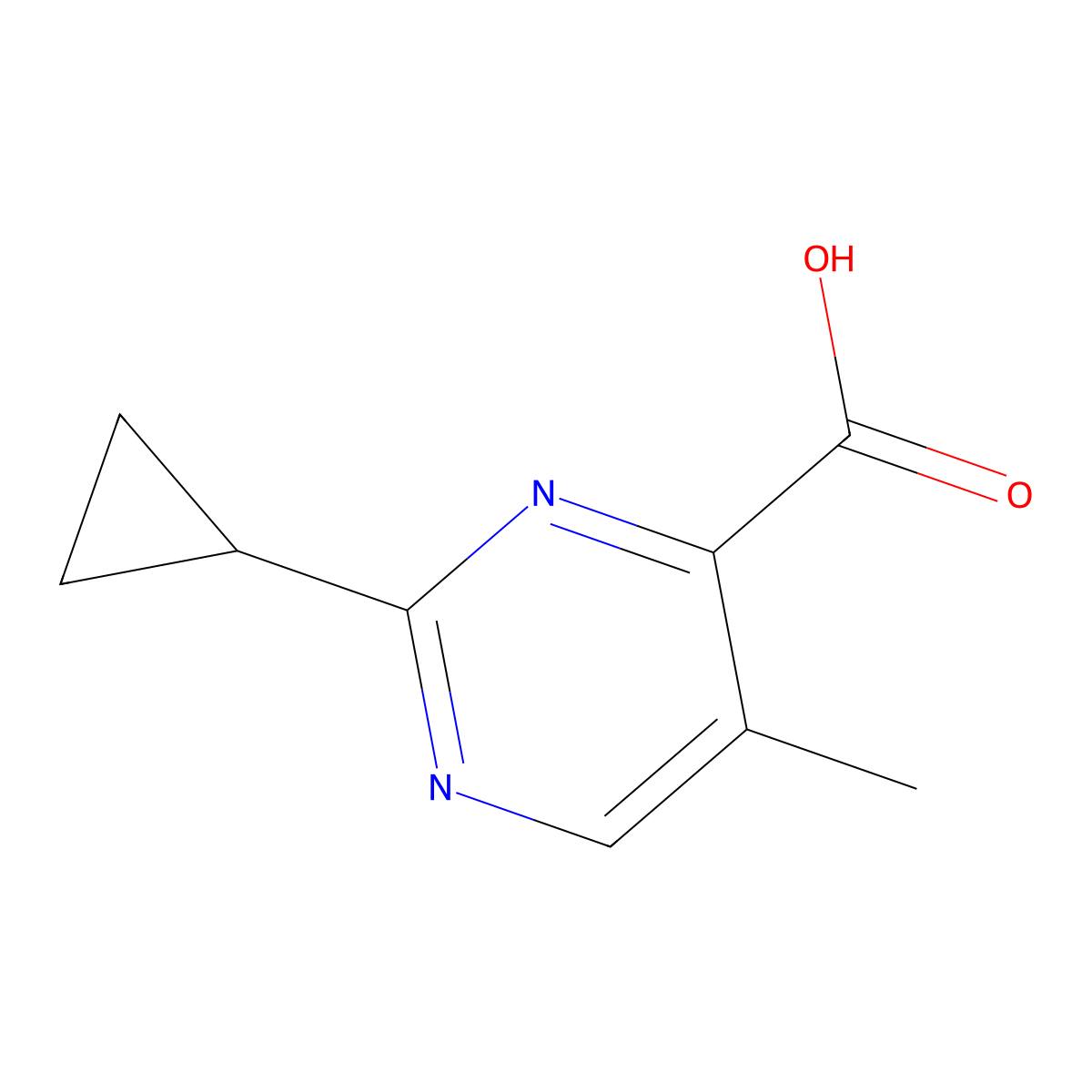 2-Cyclopropyl-5-methylpyrimidine-4-carboxylic acid molecular structure, CAS 1700148-27-1