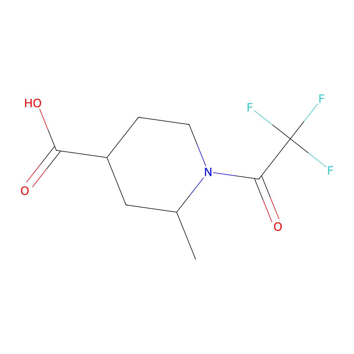 2-Methyl-1-(trifluoroacetyl)piperidine-4-carboxylic acid molecular structure, CAS 1700179-64-1