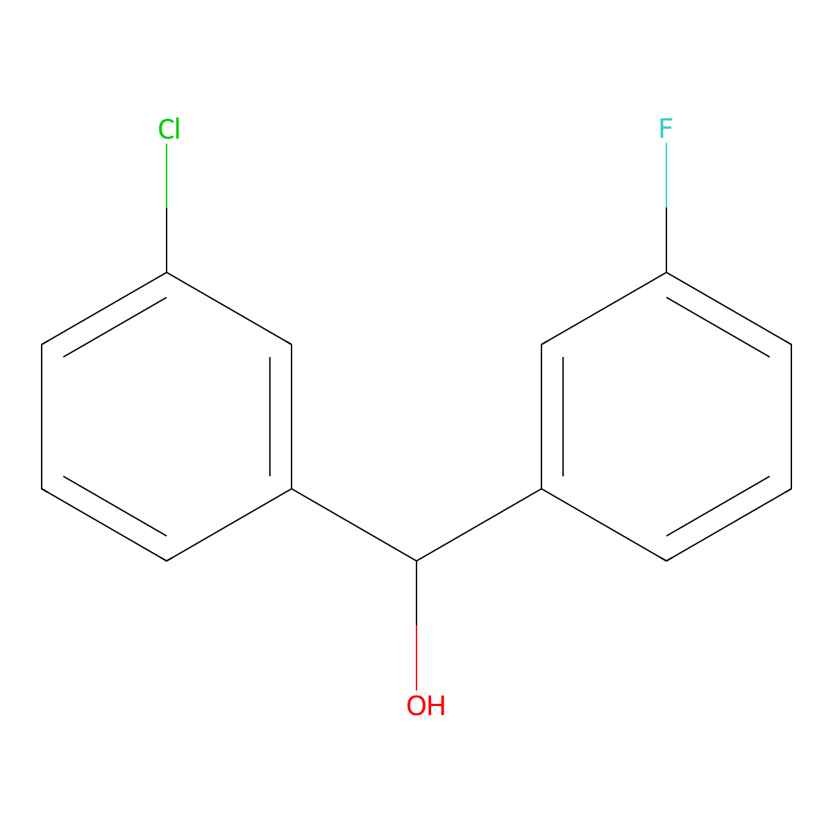 (3-Chlorophenyl)(3-fluorophenyl)methanol molecular structure, CAS 170019-18-8