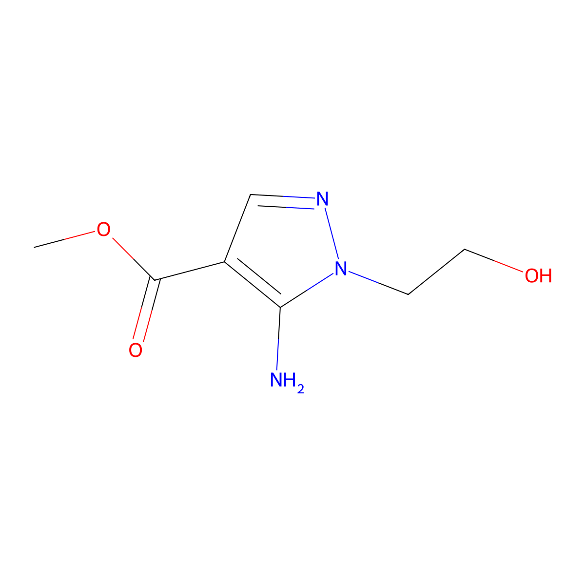 methyl 5-amino-1-(2-hydroxyethyl)-1H-pyrazole-4-carboxylate molecular structure, CAS 170019-55-3