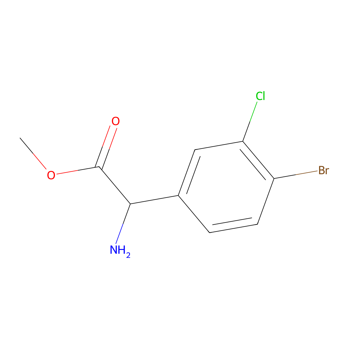 Methyl 2-amino-2-(4-bromo-3-chlorophenyl)acetate molecular structure, CAS 1700190-71-1