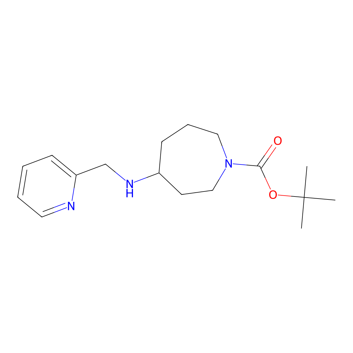 Tert-butyl 4-[(pyridin-2-ylmethyl)amino]azepane-1-carboxylate molecular structure, CAS 1700205-16-8