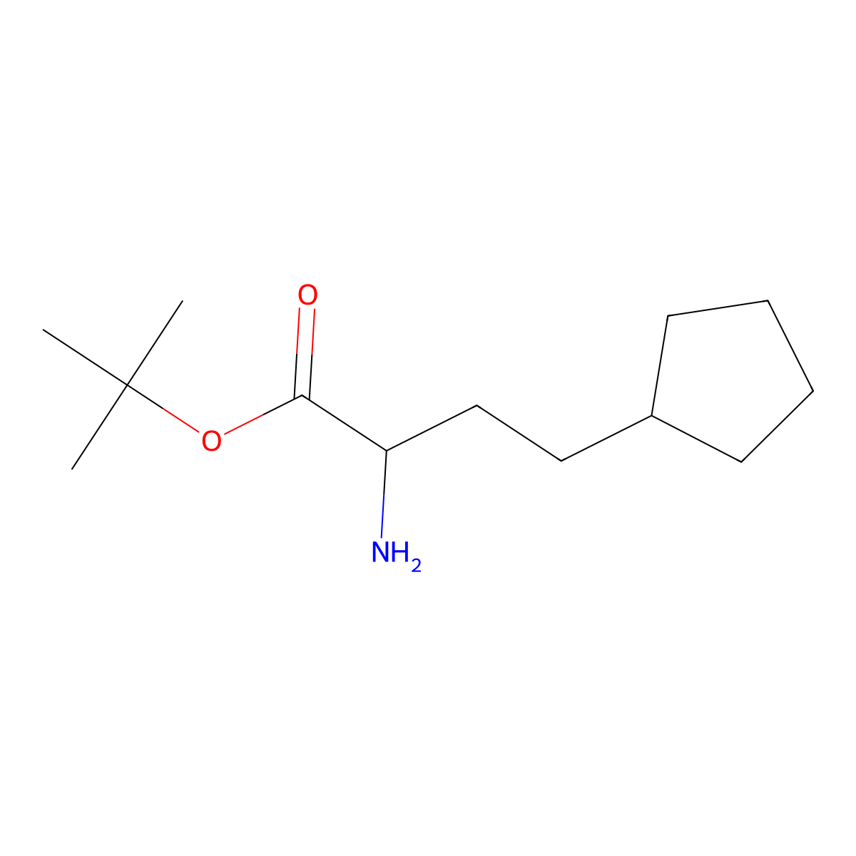 Tert-butyl 2-amino-4-cyclopentylbutanoate molecular structure, CAS 1700213-73-5