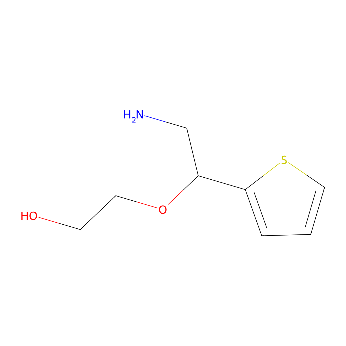 2-[2-Amino-1-(thiophen-2-yl)ethoxy]ethan-1-ol molecular structure, CAS 1700238-84-1