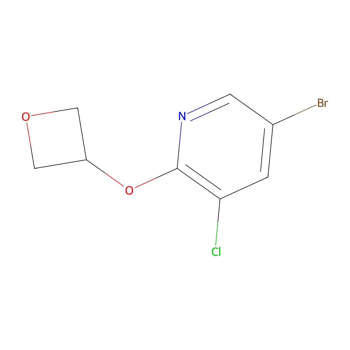 5-Bromo-3-chloro-2-(oxetan-3-yloxy)pyridine molecular structure, CAS 1700240-51-2