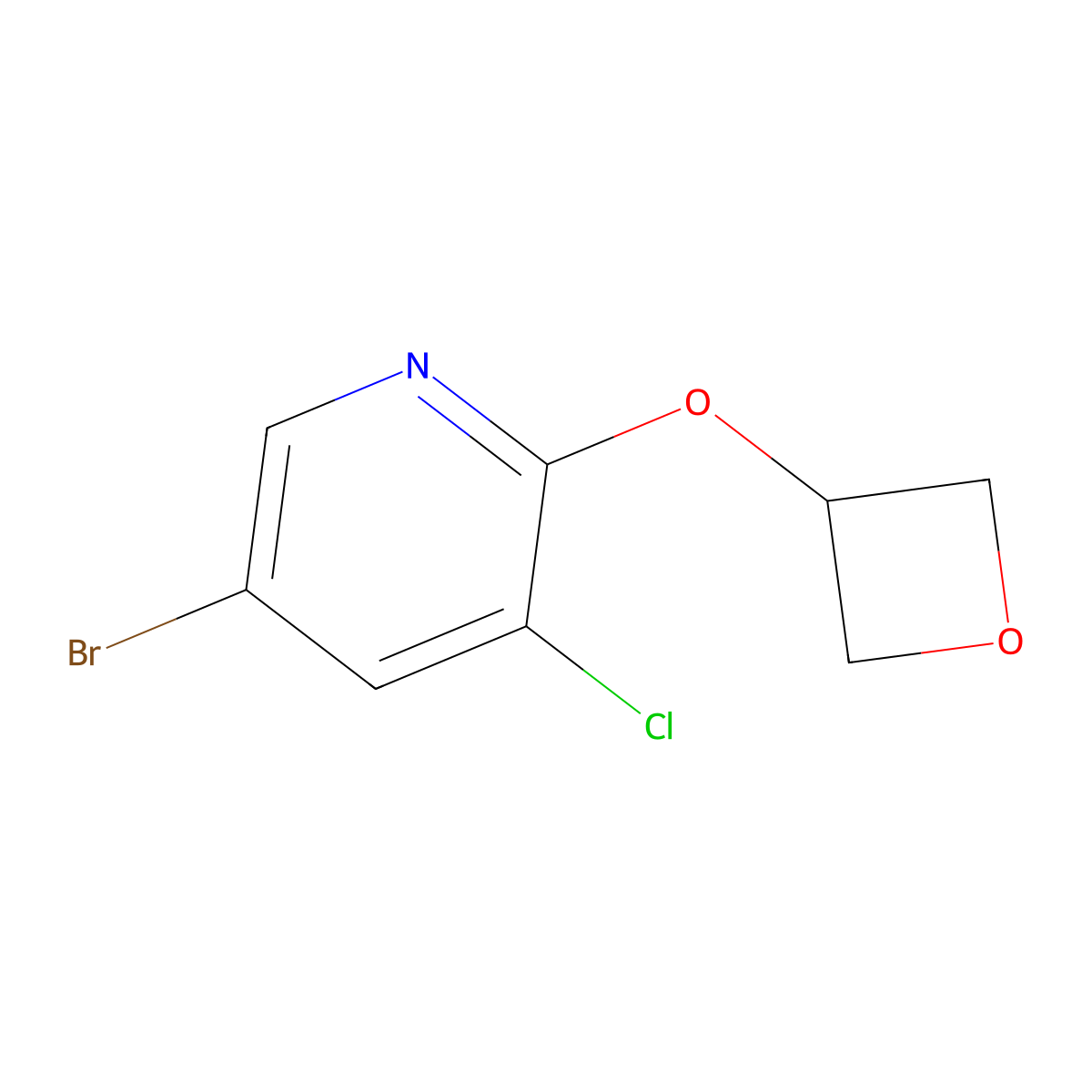 5-Bromo-3-chloro-2-(oxetan-3-yloxy)pyridine molecular structure, CAS 1700240-51-2