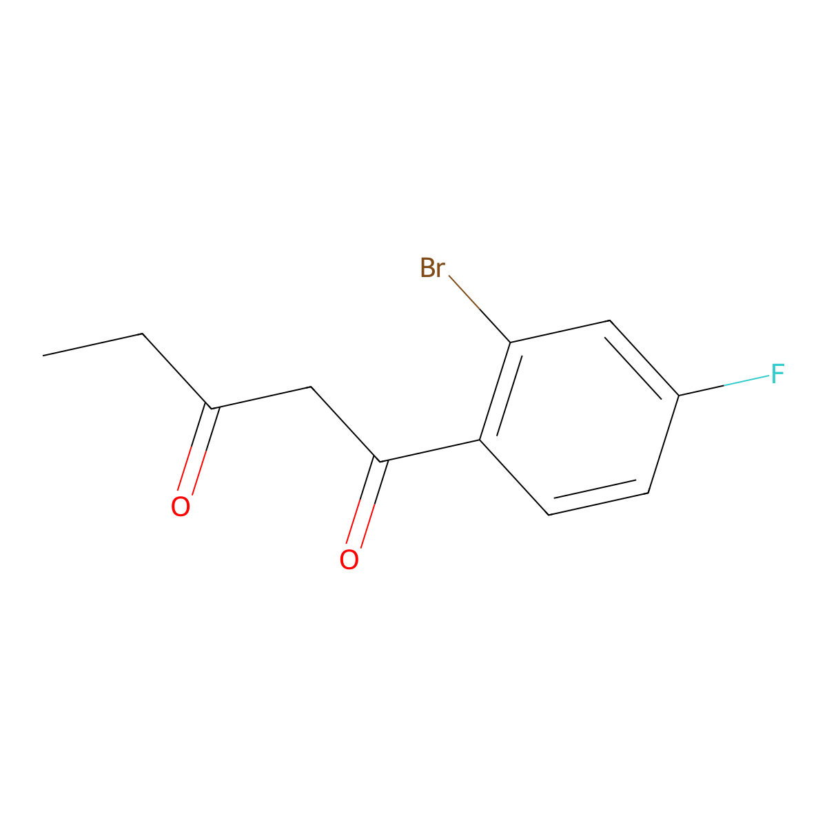 1-(2-Bromo-4-fluorophenyl)pentane-1,3-dione molecular structure, CAS 1700277-42-4
