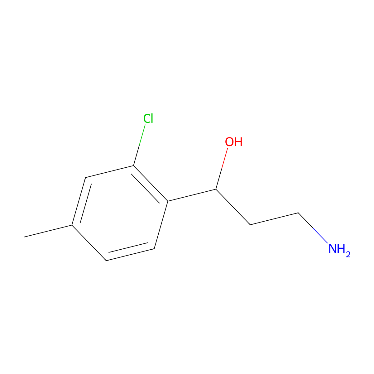 3-Amino-1-(2-chloro-4-methylphenyl)propan-1-ol molecular structure, CAS 1700284-78-1