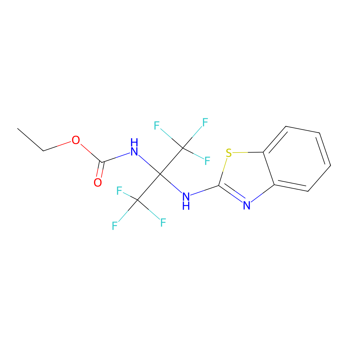 ethyl N-[2-(1,3-benzothiazol-2-ylamino)-1,1,1,3,3,3-hexafluoropropan-2-yl]carbamate molecular structure, CAS 170030-01-0