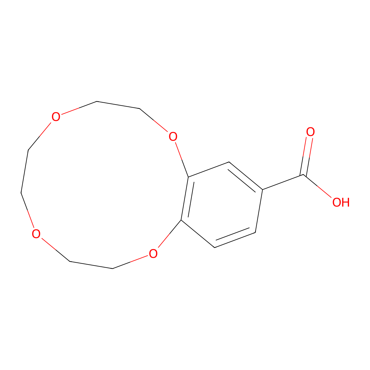 2,5,8,11-Tetraoxabicyclo[10.4.0]hexadeca-1(12),13,15-triene-14-carboxylic acid molecular structure, CAS 170031-43-3