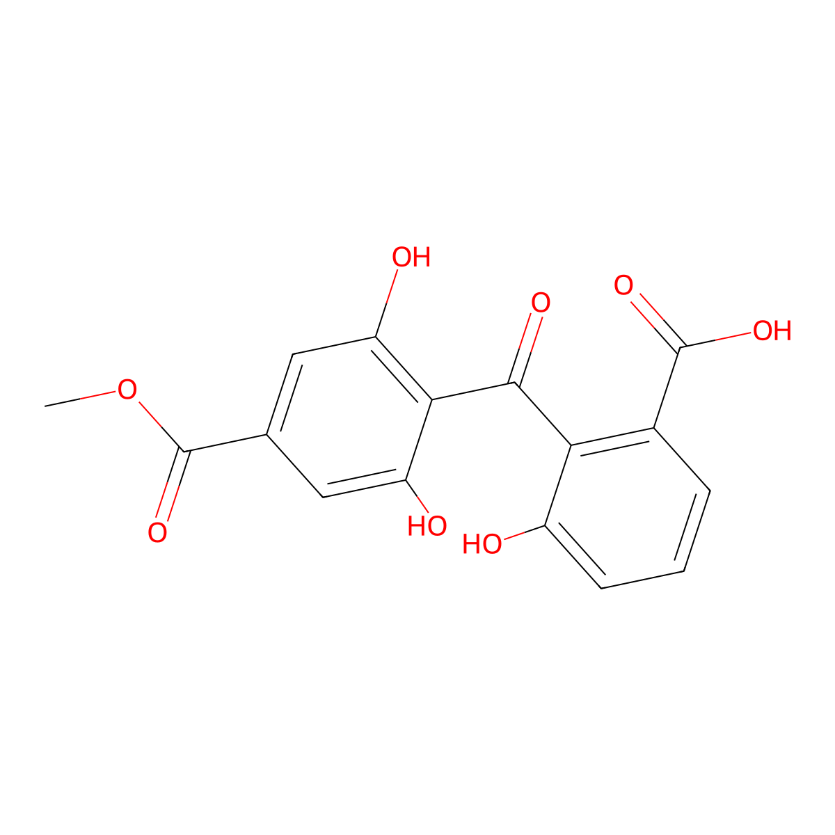 2-(2,6-Dihydroxy-4-methoxycarbonylbenzoyl)-3-hydroxybenzoic acid molecular structure, CAS 170032-59-4