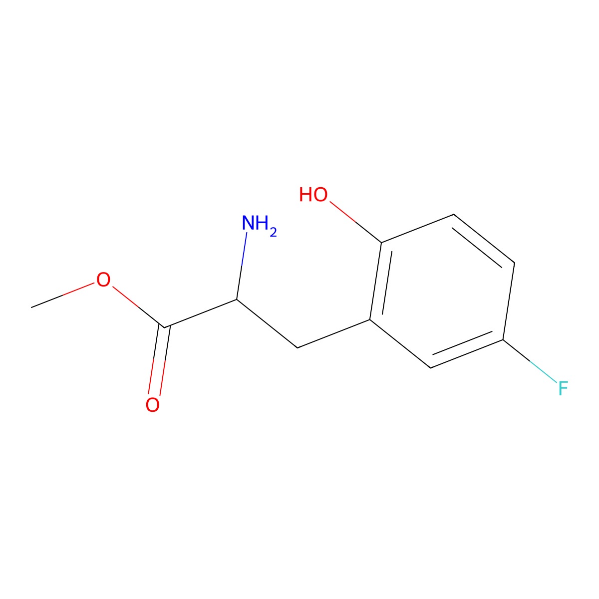 Methyl 2-amino-3-(5-fluoro-2-hydroxyphenyl)propanoate molecular structure, CAS 1700324-98-6