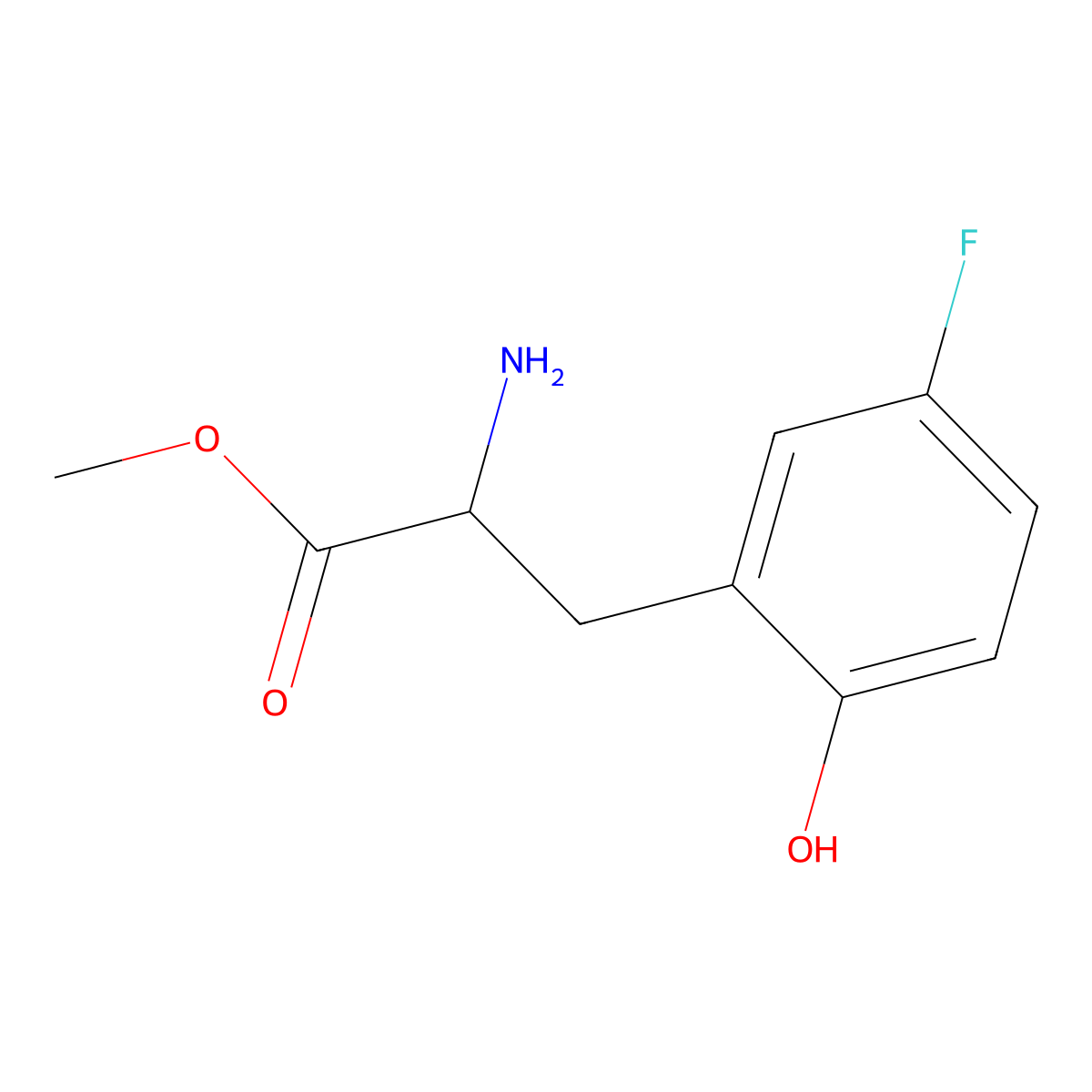 Methyl 2-amino-3-(5-fluoro-2-hydroxyphenyl)propanoate molecular structure, CAS 1700324-98-6