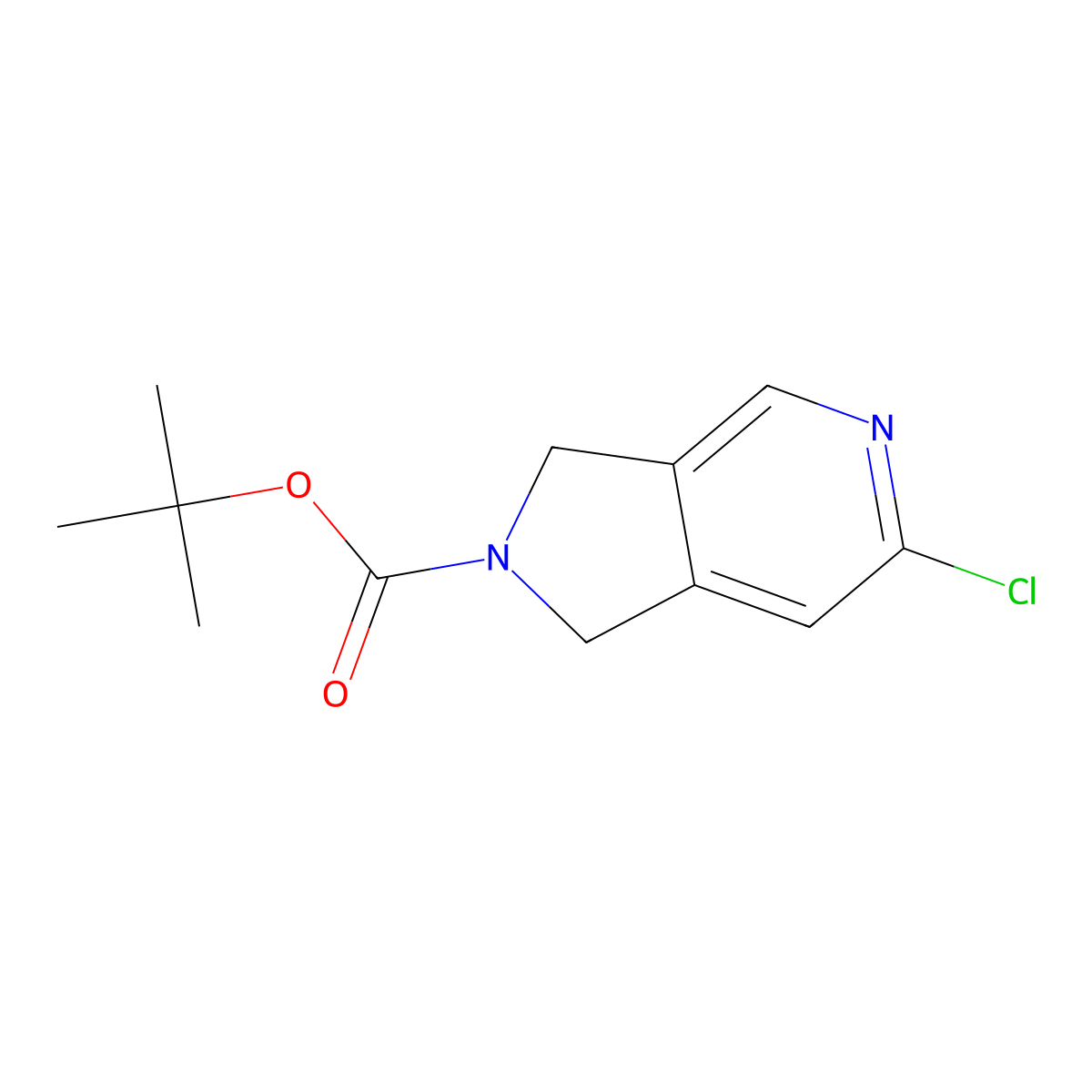 tert-butyl 6-chloro-1H,2H,3H-pyrrolo(3,4-c)pyridine-2-carboxylate molecular structure, CAS 1700330-18-2