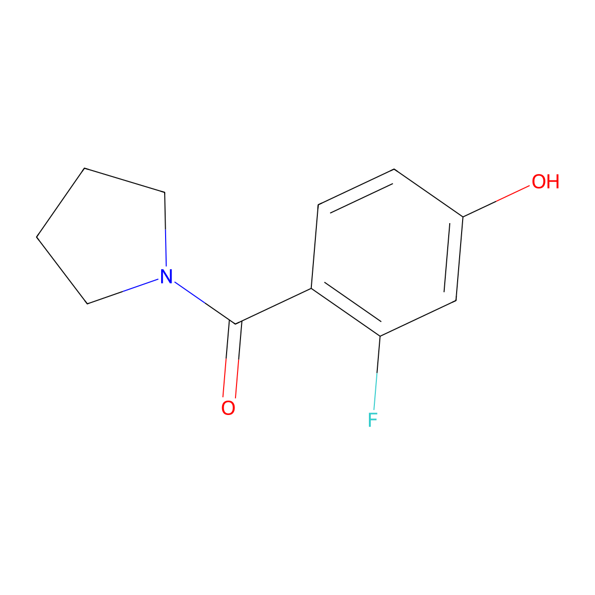 (2-Fluoro-4-hydroxyphenyl)(pyrrolidin-1-yl)methanone molecular structure, CAS 1700330-64-8