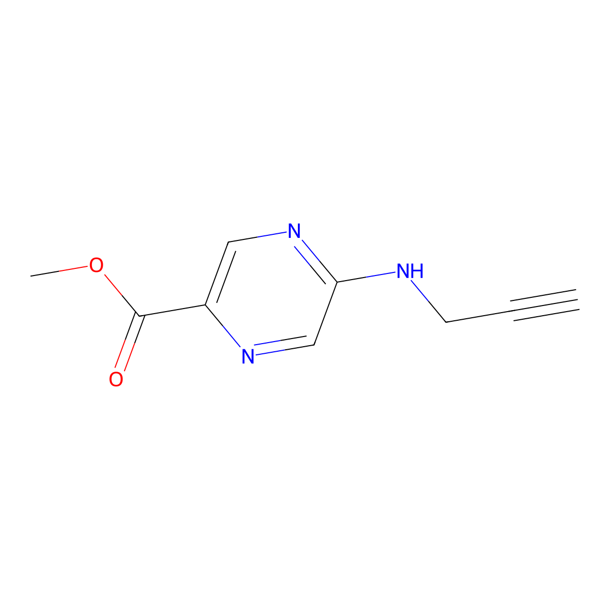 Methyl 5-[(prop-2-yn-1-yl)amino]pyrazine-2-carboxylate molecular structure, CAS 1700333-47-6