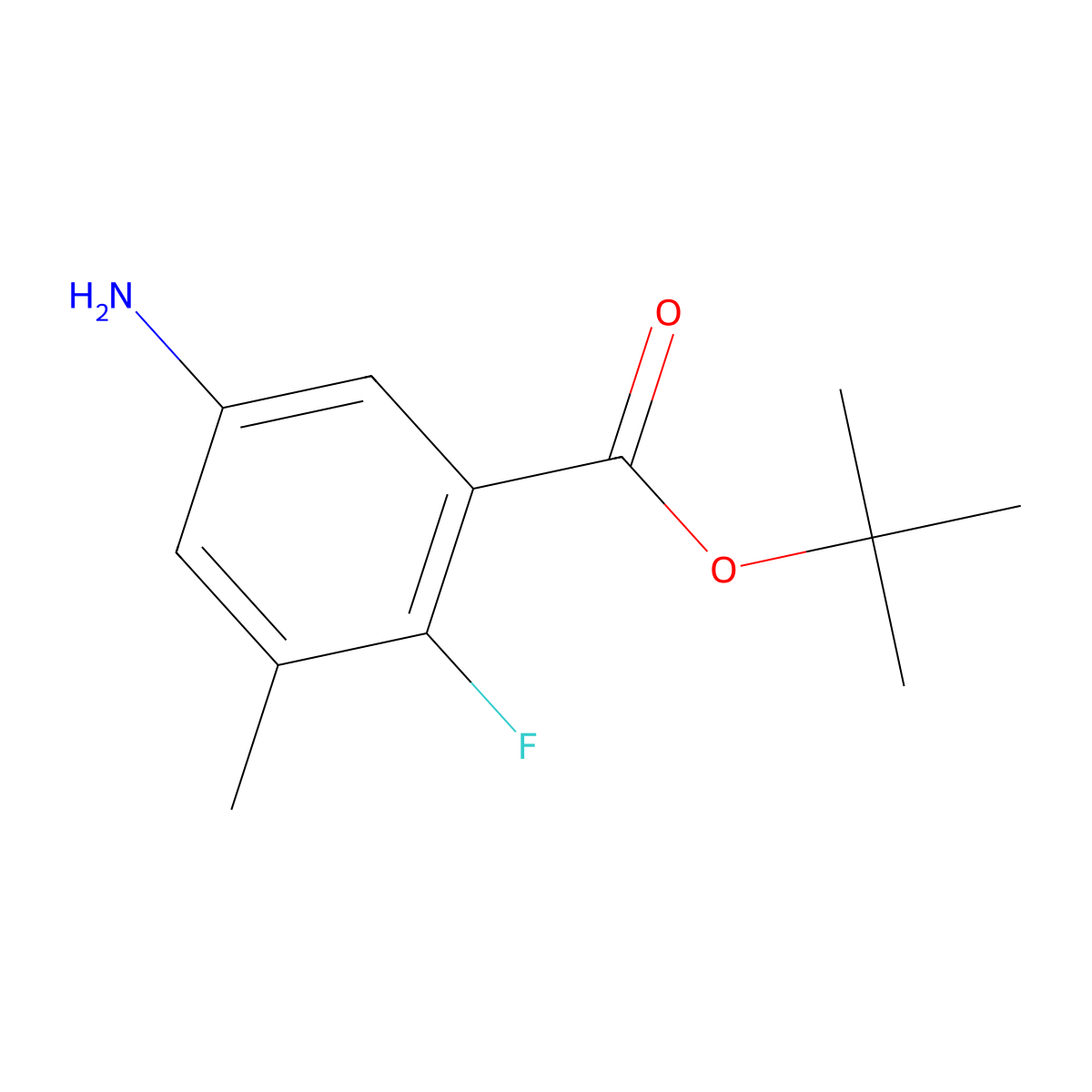 Tert-butyl 5-amino-2-fluoro-3-methylbenzoate molecular structure, CAS 1700355-55-0