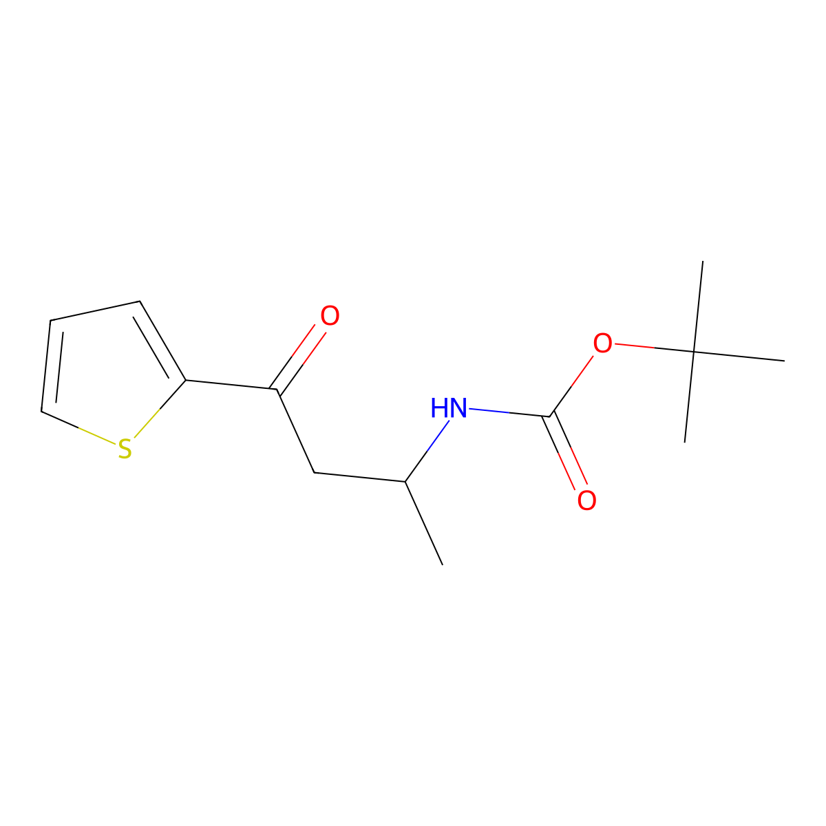 tert-butyl N-[4-oxo-4-(thiophen-2-yl)butan-2-yl]carbamate molecular structure, CAS 1700360-56-0