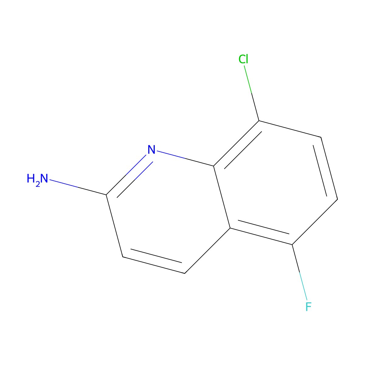 8-Chloro-5-fluoroquinolin-2-amine molecular structure, CAS 1700361-67-6