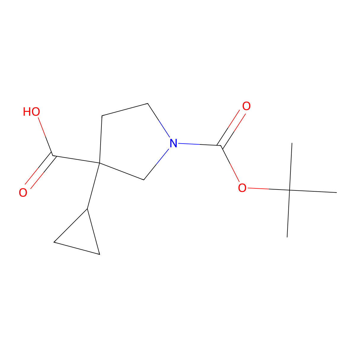 1-[(Tert-butoxy)carbonyl]-3-cyclopropylpyrrolidine-3-carboxylic acid molecular structure, CAS 1700368-87-1