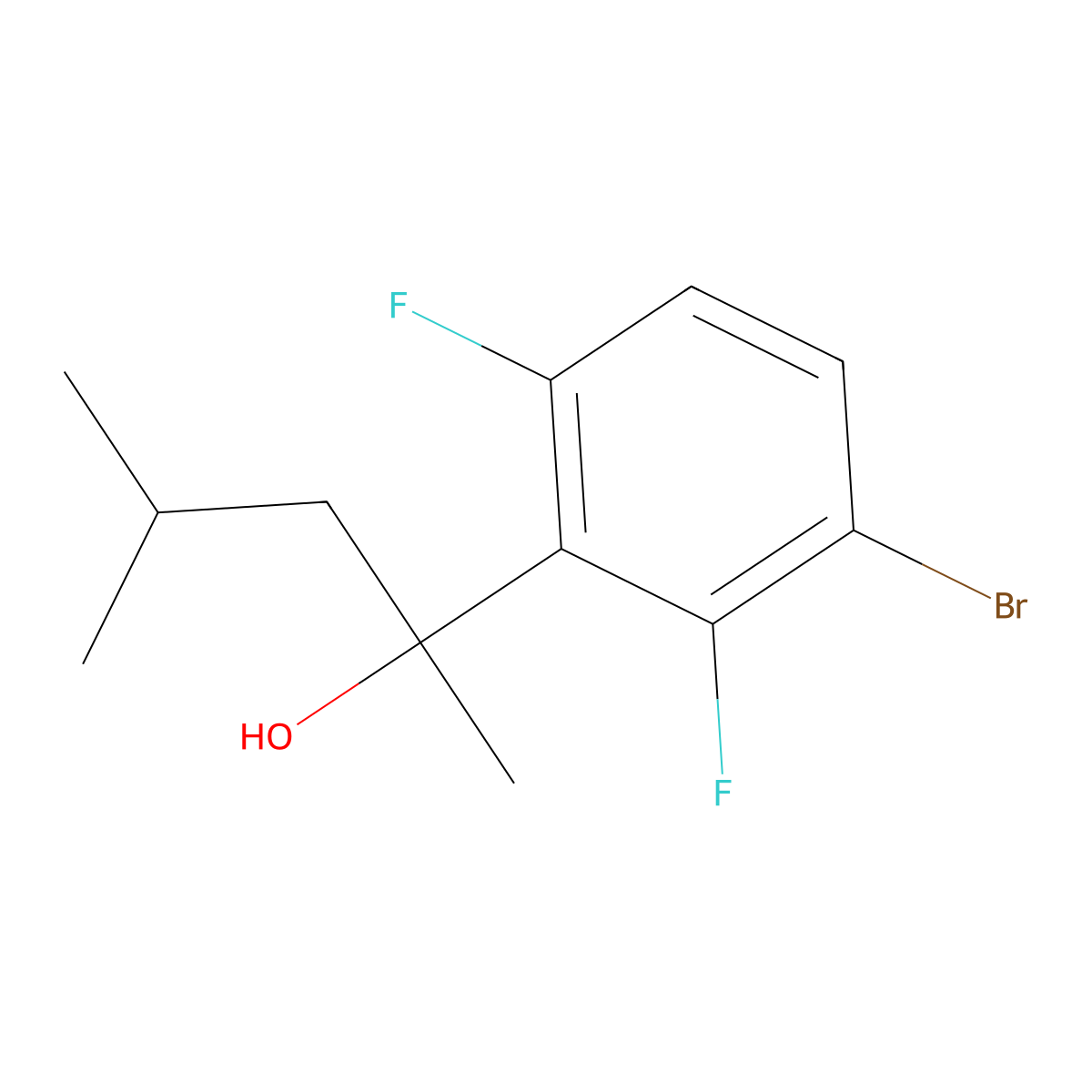 3-Bromo-2,6-difluoro-alpha-methyl-alpha-(2-methylpropyl)benZenemethanol molecular structure, CAS 1700379-43-6