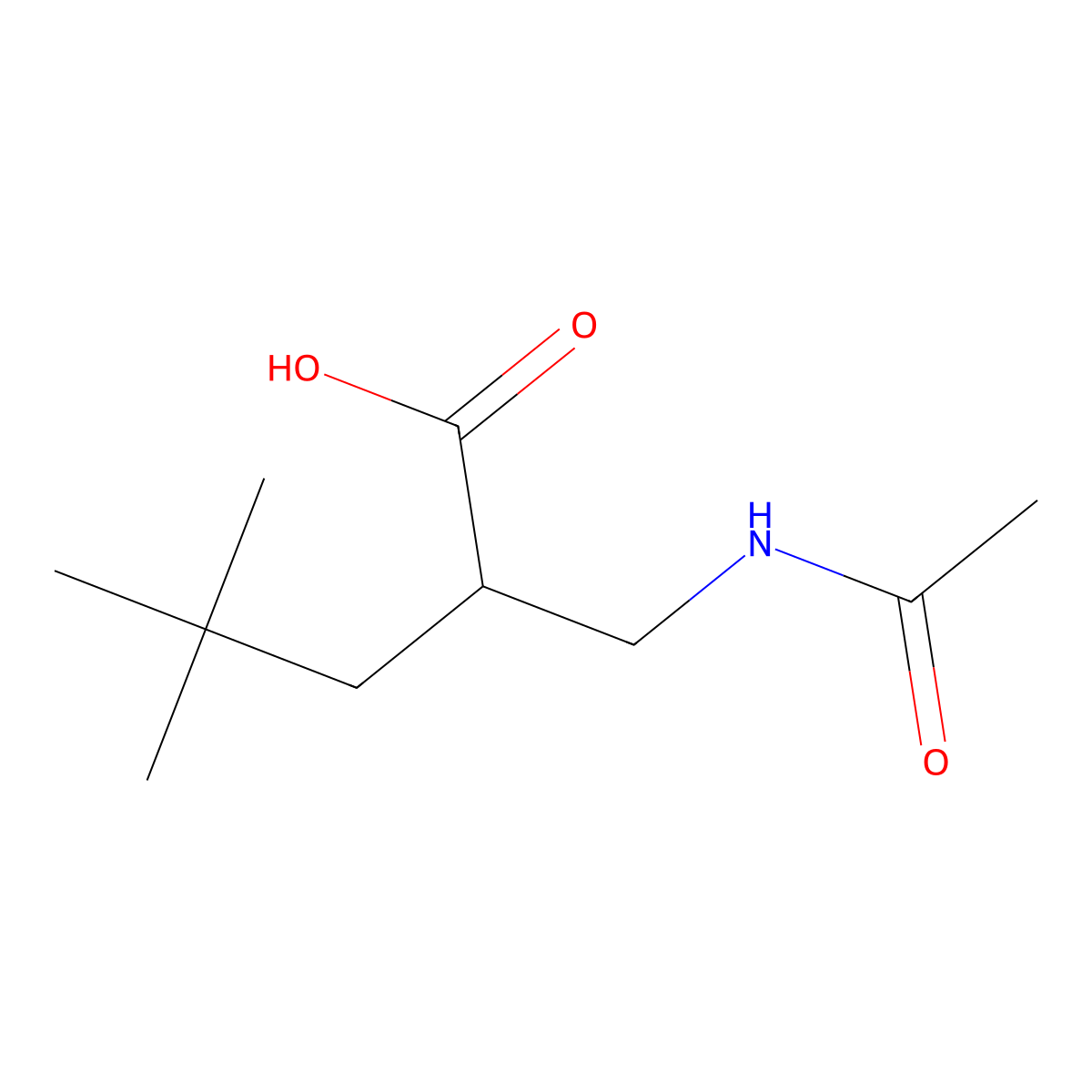 2-(Acetamidomethyl)-4,4-dimethylpentanoic acid molecular structure, CAS 1700380-16-0