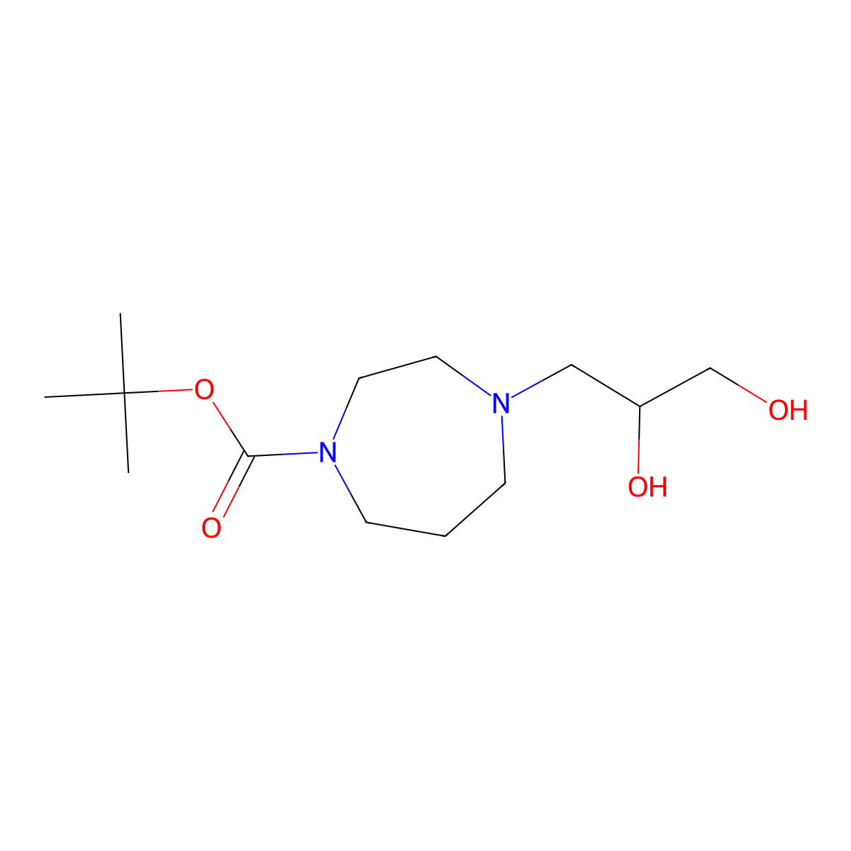 Tert-butyl 4-(2,3-dihydroxypropyl)-1,4-diazepane-1-carboxylate molecular structure, CAS 1700381-62-9
