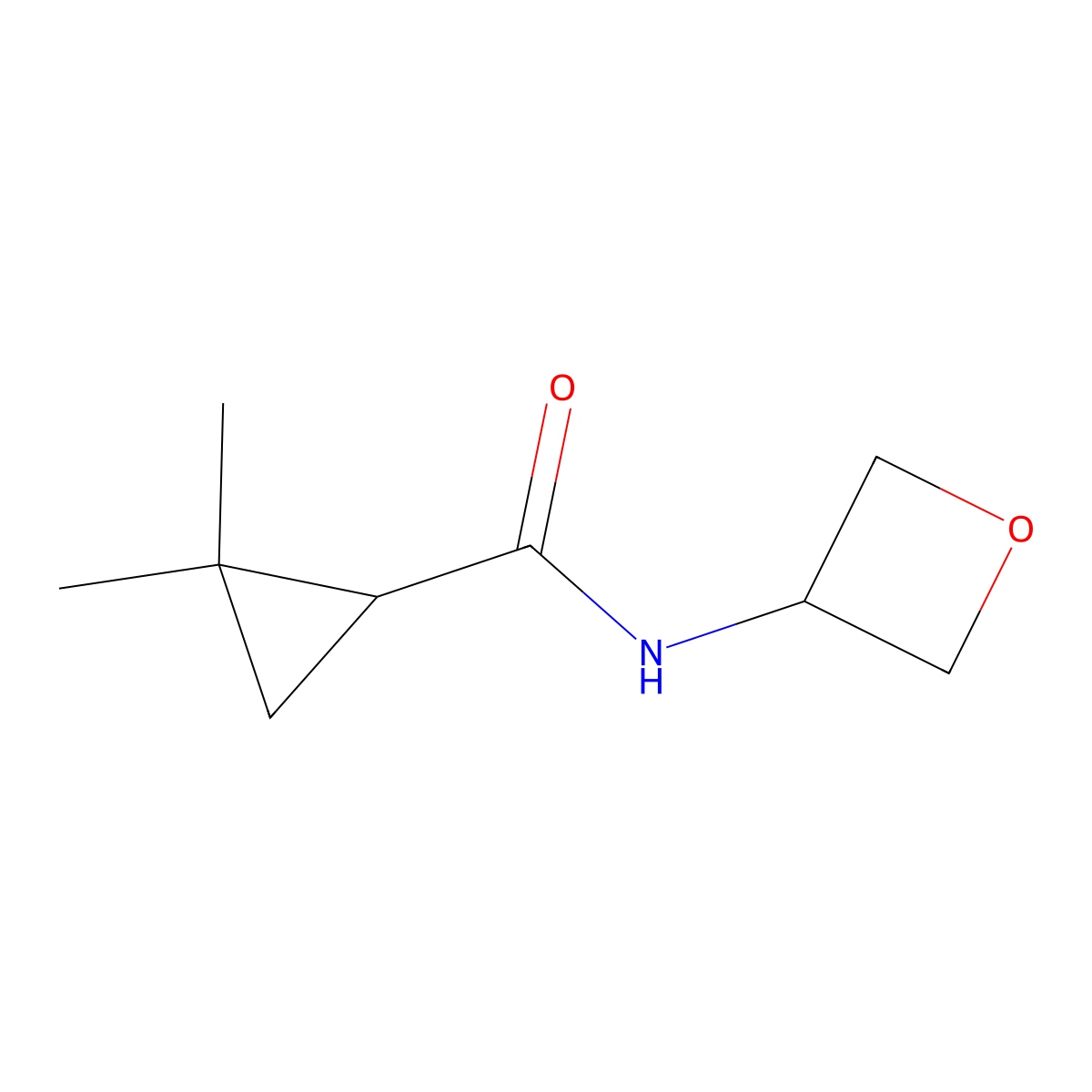 2,2-dimethyl-N-(oxetan-3-yl)cyclopropane-1-carboxamide molecular structure, CAS 1700427-23-1
