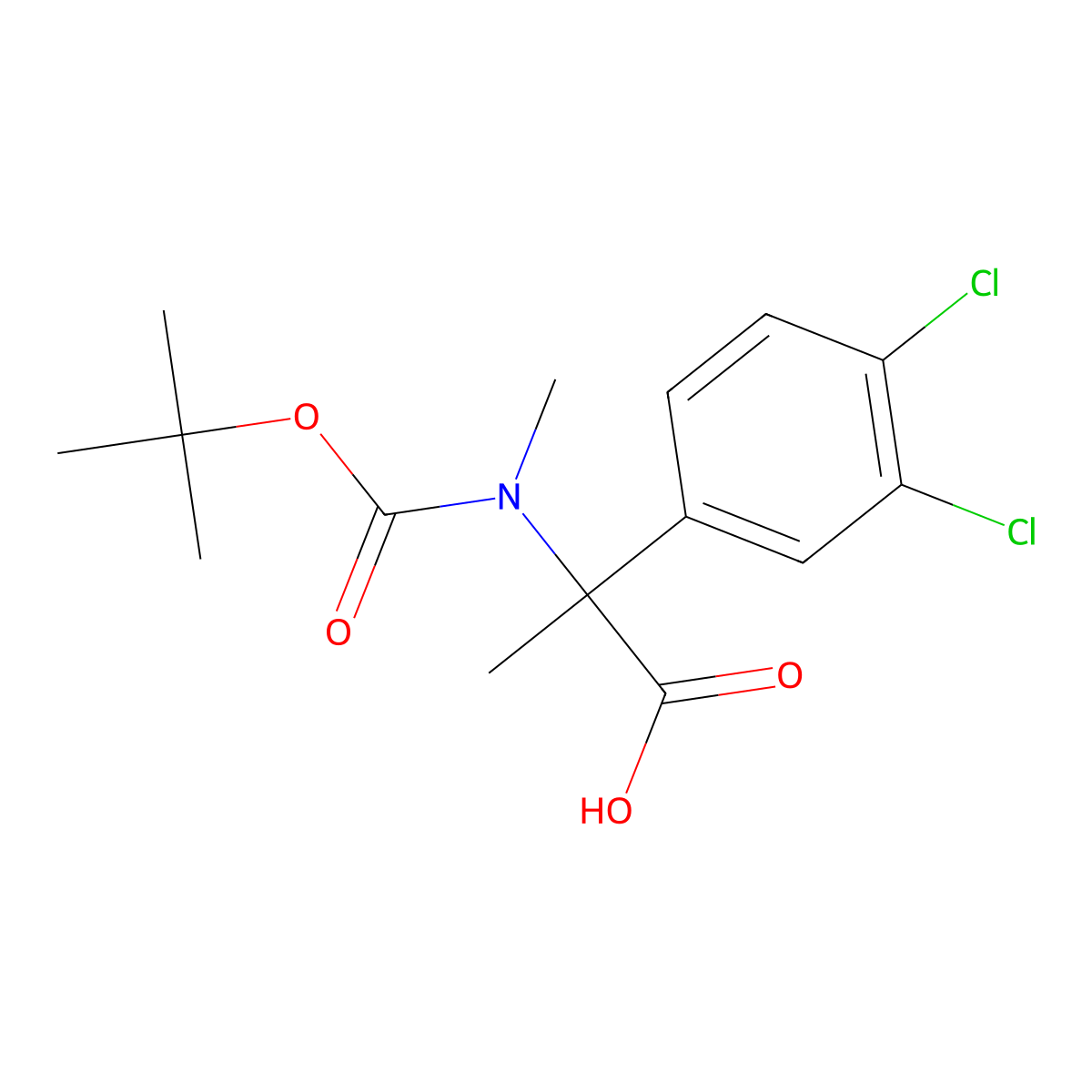 2-{[(Tert-butoxy)carbonyl](methyl)amino}-2-(3,4-dichlorophenyl)propanoic acid molecular structure, CAS 1700431-04-4
