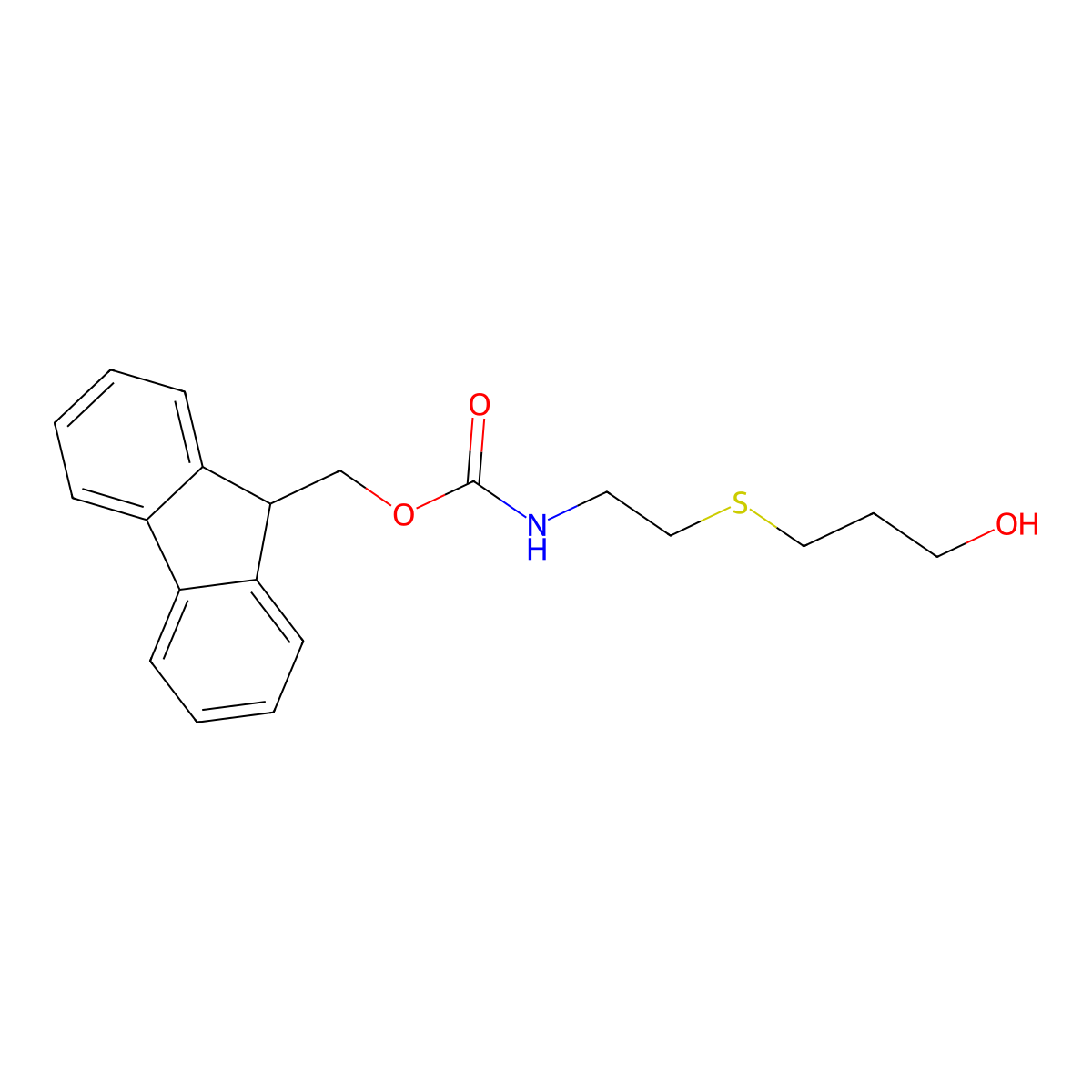 (9H-fluoren-9-yl)methyl N-{2-[(3-hydroxypropyl)sulfanyl]ethyl}carbamate molecular structure, CAS 1700431-22-6