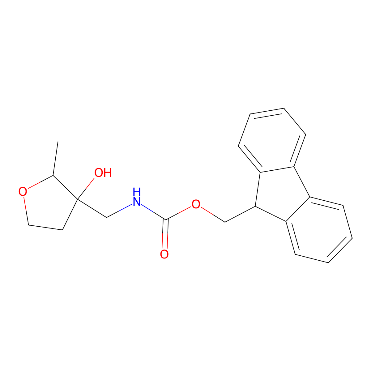 (9H-fluoren-9-yl)methyl N-[(3-hydroxy-2-methyloxolan-3-yl)methyl]carbamate molecular structure, CAS 1700437-54-2