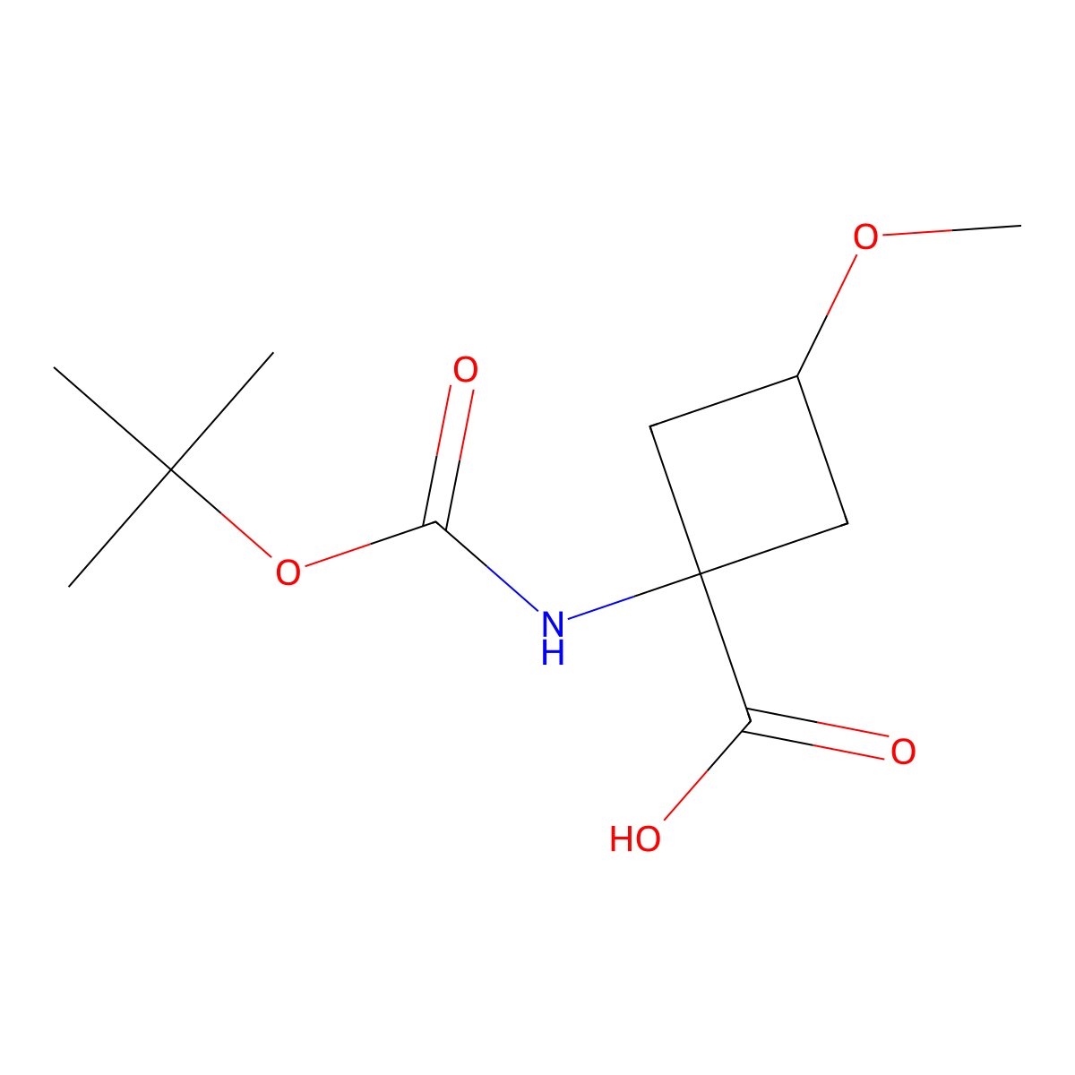 (1s,3s)-1-(((Tert-butoxy)carbonyl)amino)-3-methoxycyclobutane-1-carboxylic acid molecular structure, CAS 1700442-25-6