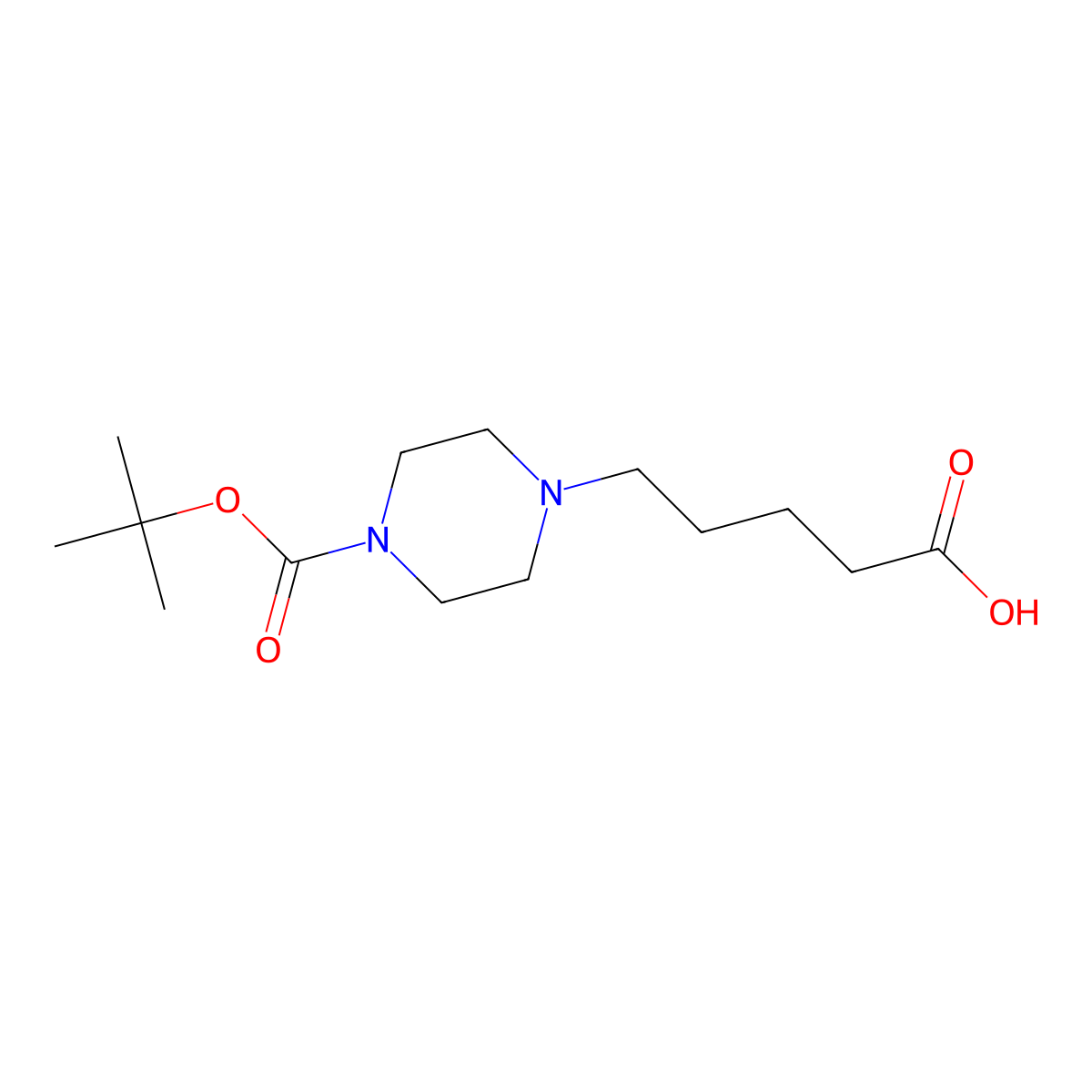 5-{4-[(Tert-butoxy)carbonyl]piperazin-1-yl}pentanoic acid molecular structure, CAS 1700450-49-2