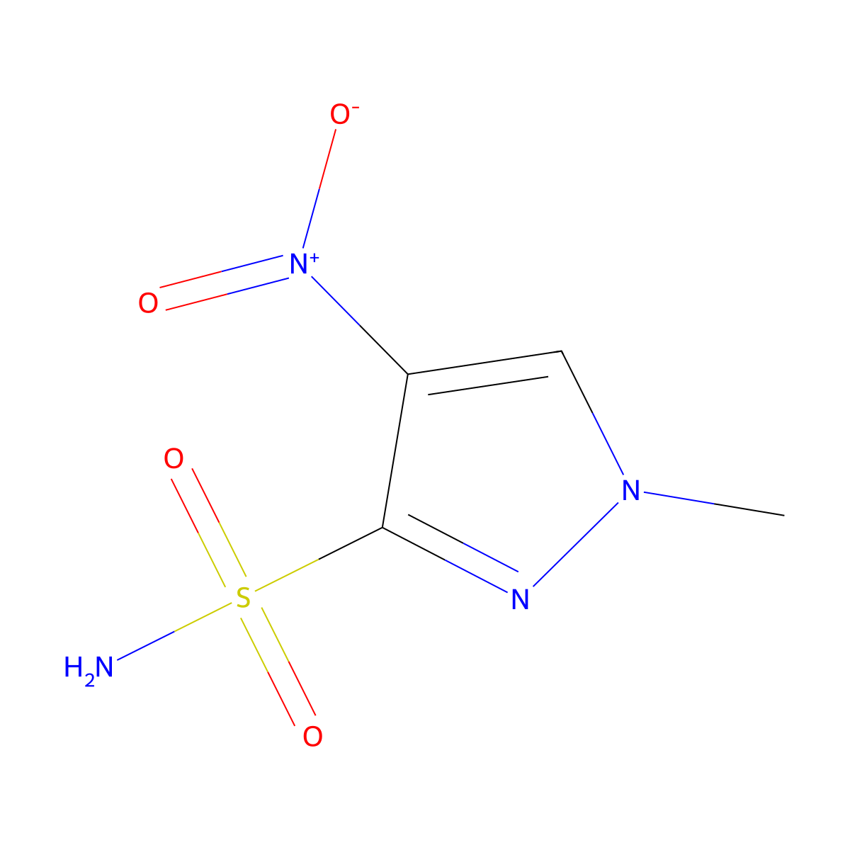 1-methyl-4-nitro-1H-pyrazole-3-sulfonamide molecular structure, CAS 1700454-40-5