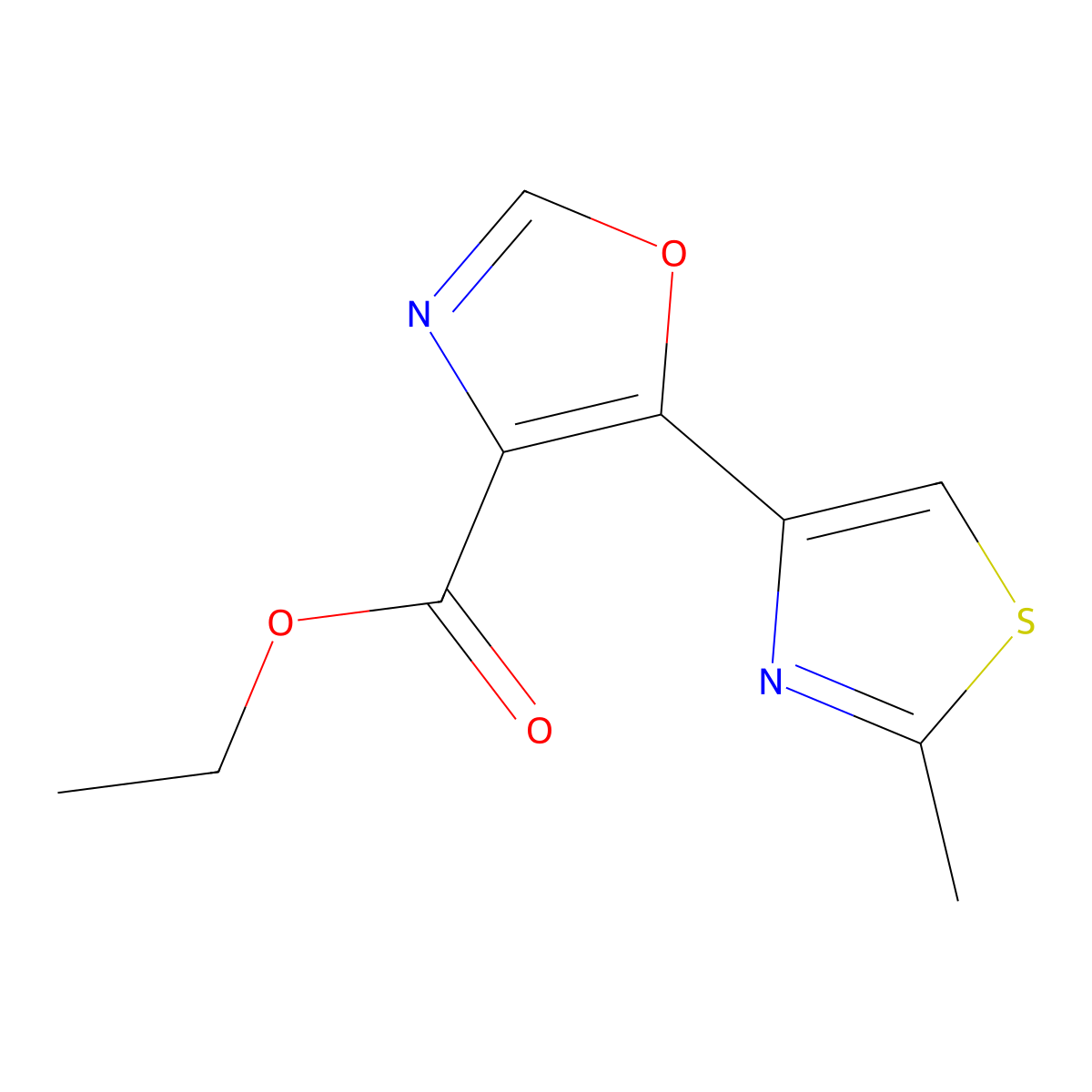 Ethyl 5-(2-methyl-1,3-thiazol-4-yl)-1,3-oxazole-4-carboxylate molecular structure, CAS 1700460-55-4