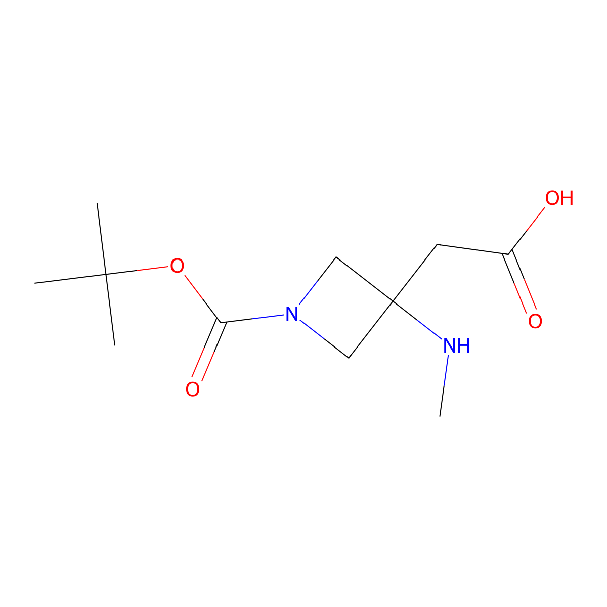 2-{1-[(Tert-butoxy)carbonyl]-3-(methylamino)azetidin-3-yl}acetic acid molecular structure, CAS 1700502-86-8
