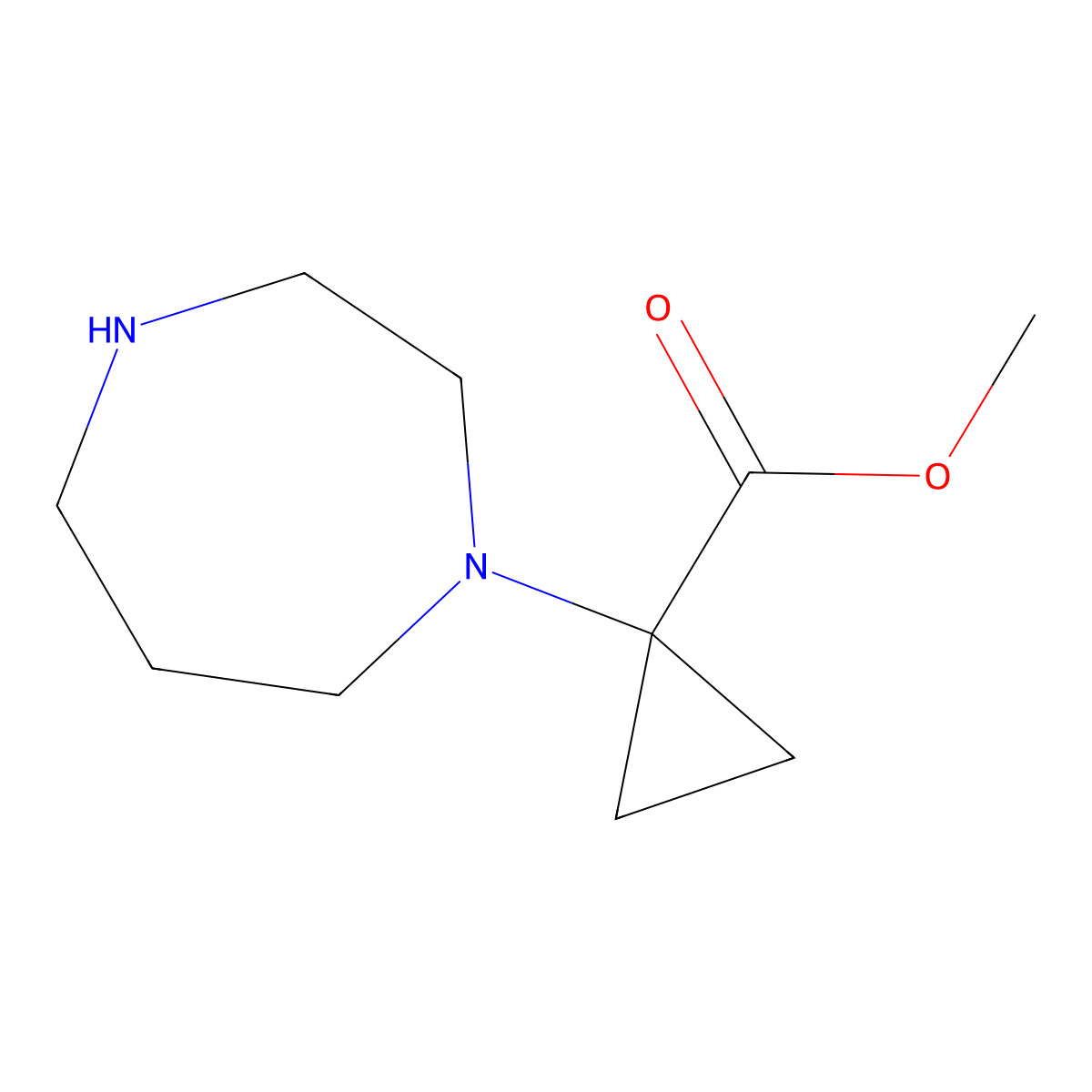 Methyl 1-(1,4-diazepan-1-yl)cyclopropane-1-carboxylate molecular structure, CAS 1700509-94-9