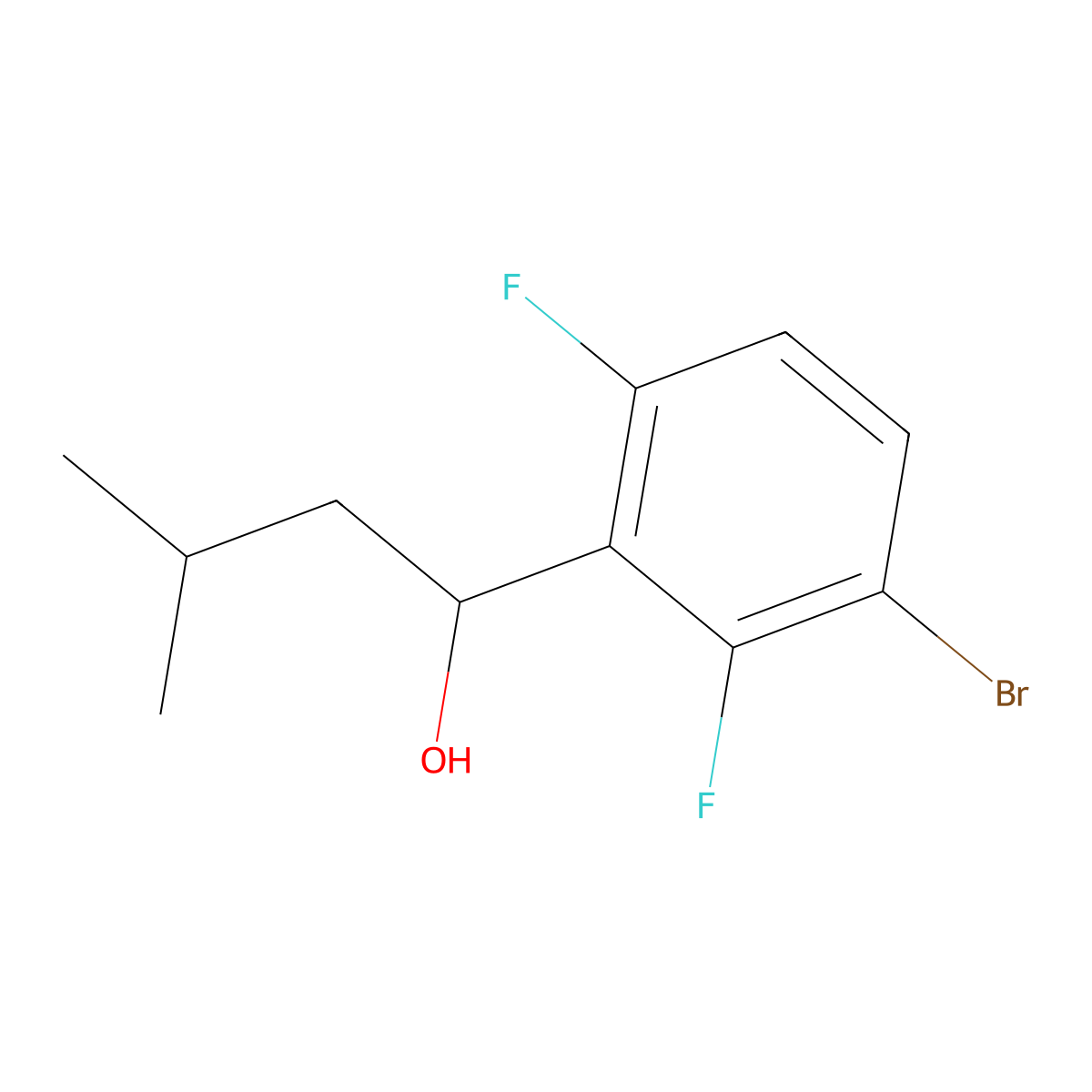 1-(3-Bromo-2,6-difluorophenyl)-3-methylbutan-1-ol molecular structure, CAS 1700519-88-5