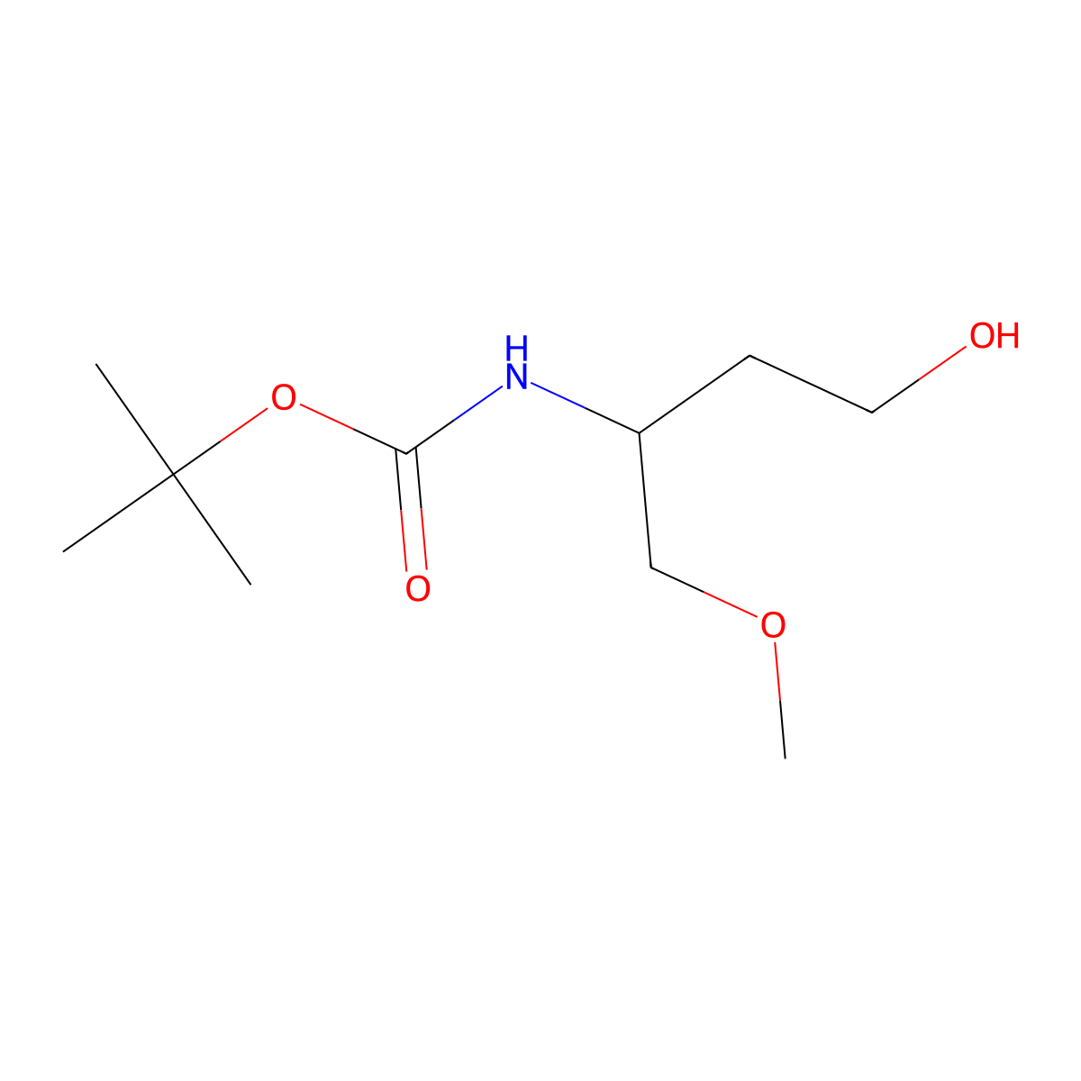 Tert-butyl n-(4-hydroxy-1-methoxybutan-2-yl)carbamate molecular structure, CAS 1700538-16-4